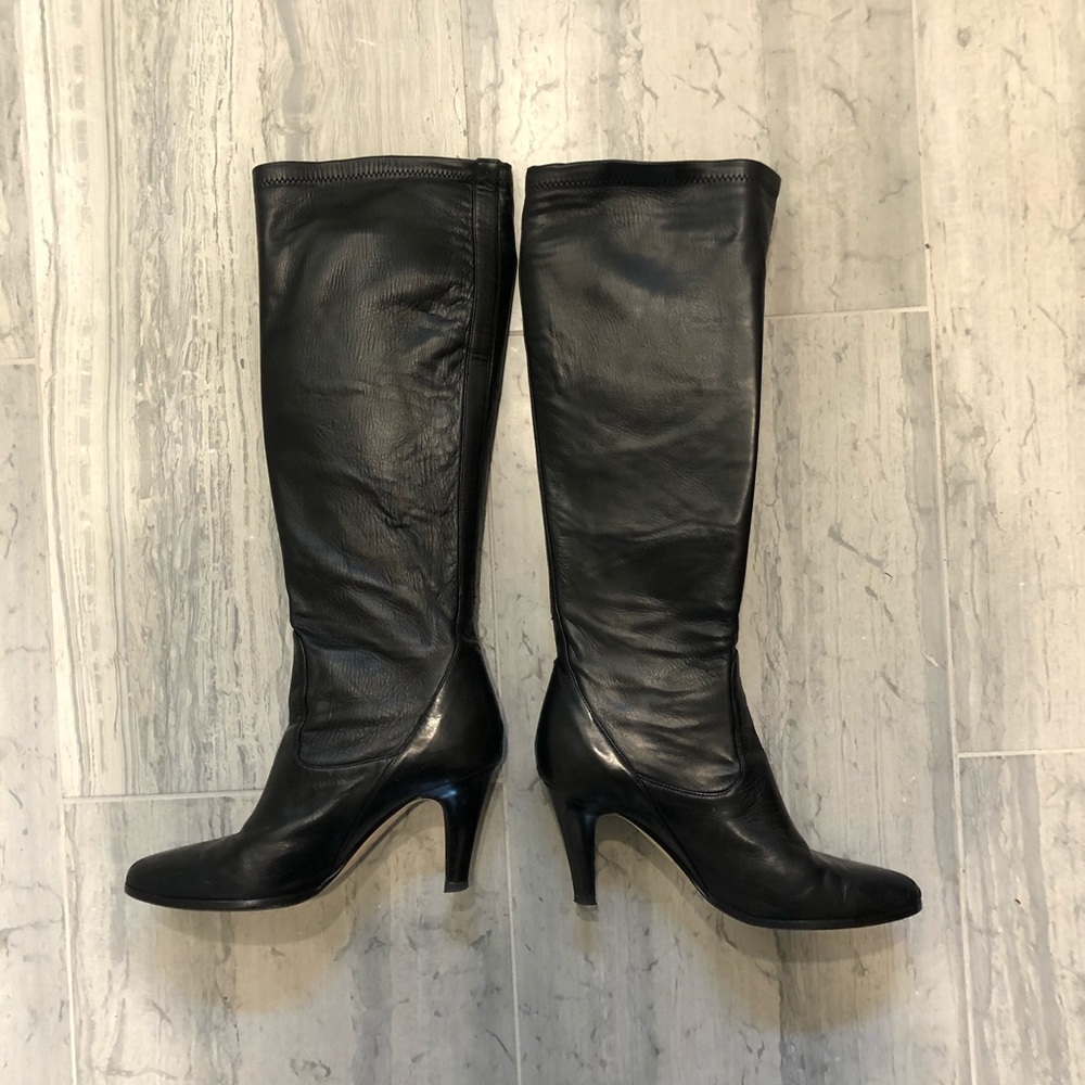 Knee High Pull On Leather Boots